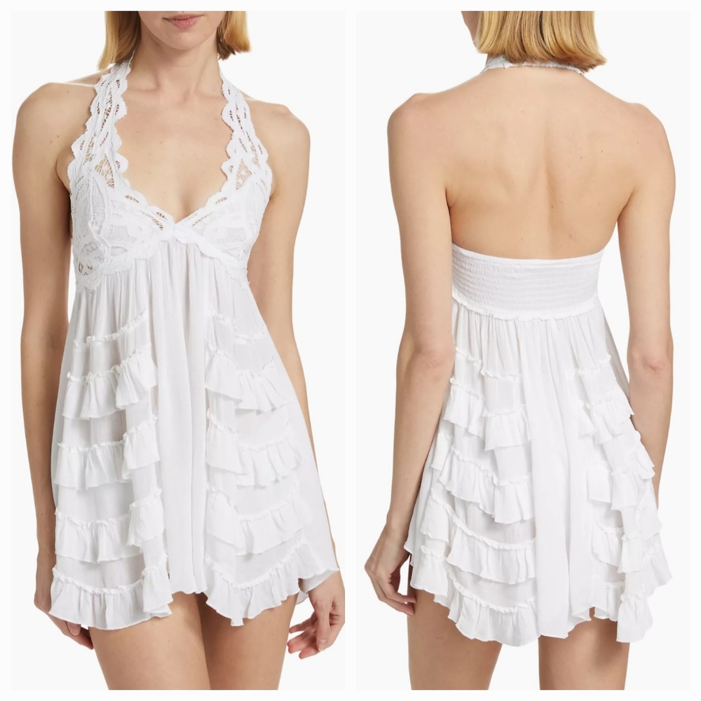 FREE PEOPLE Adella Halter Slip Dress ~WHITE ~VARIOUS SIZES **NEW
